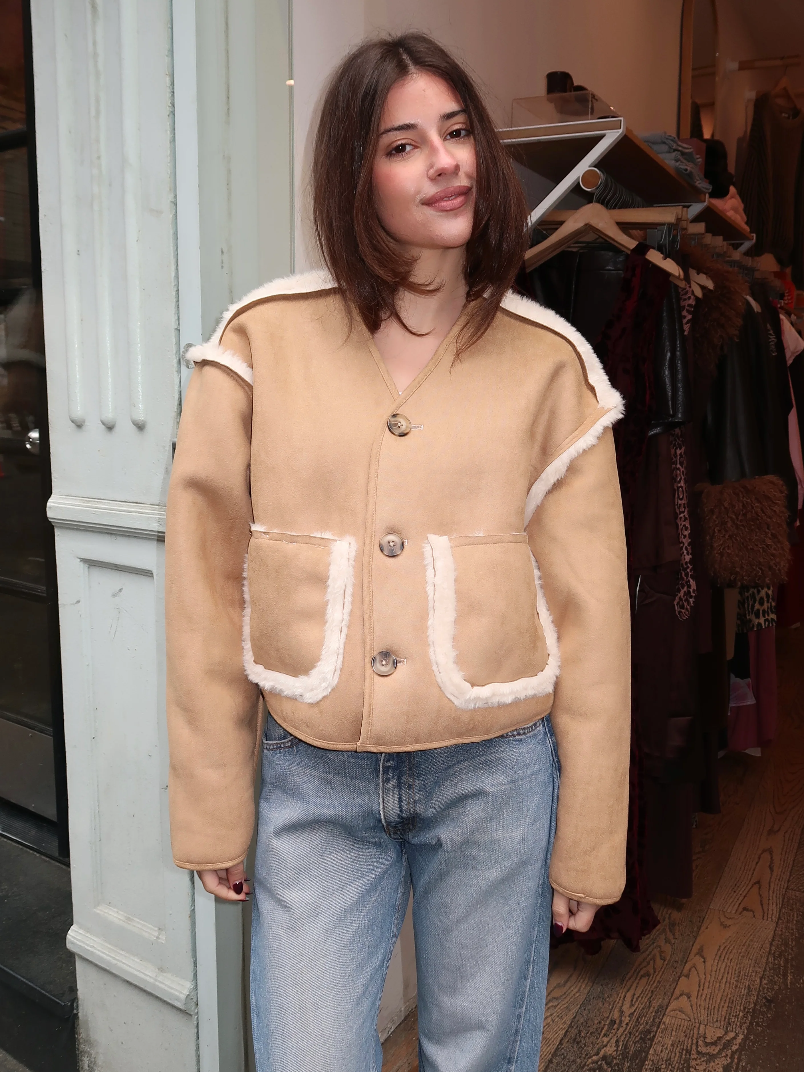 Bellweather Vegan Sherpa and Suede Reversible Jacket - Image 2