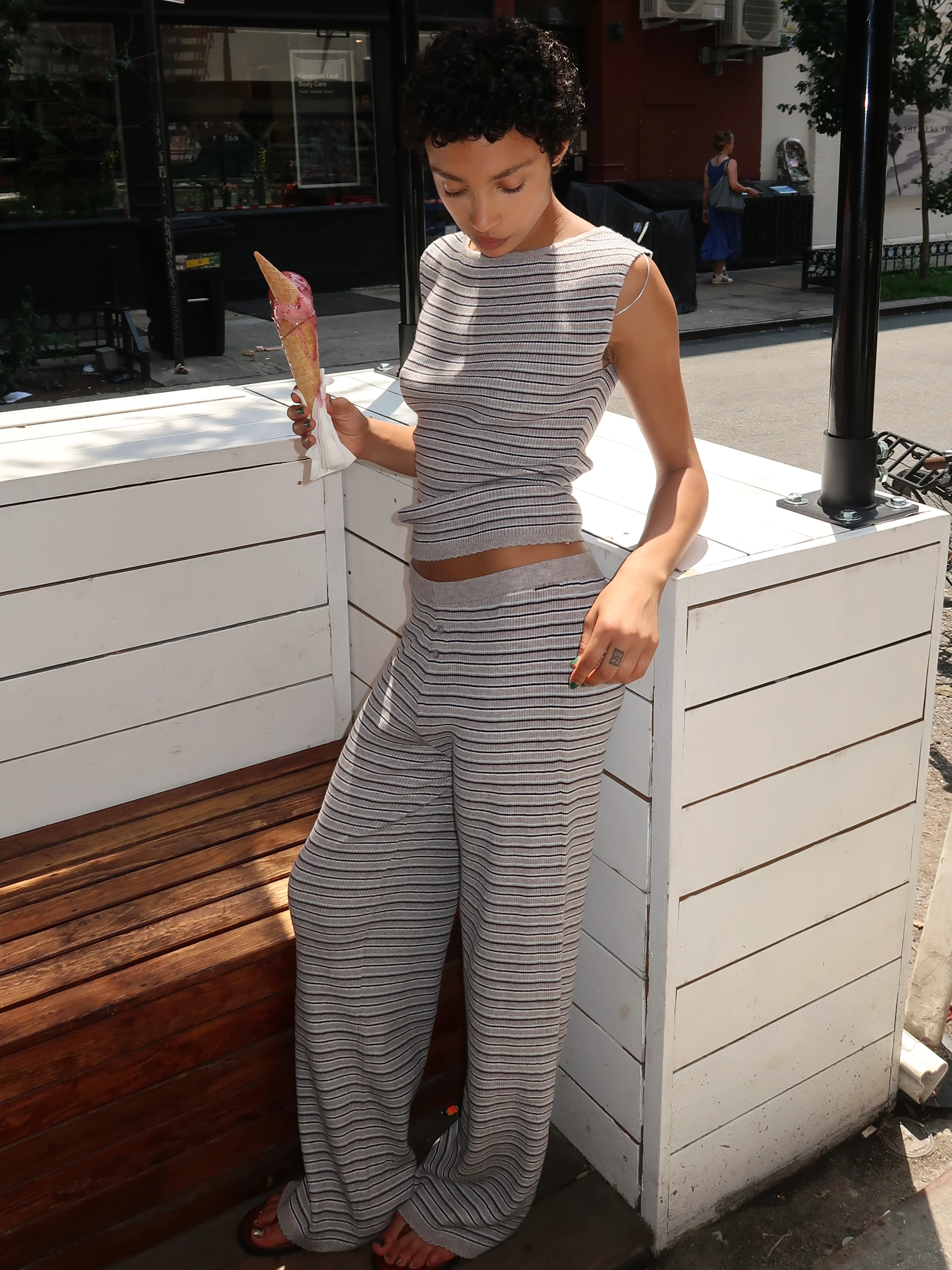 Betty Knit Pants in H.Grey Blue - Image 2