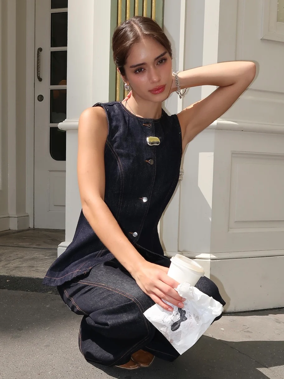 Cisek Denim Vest in Indigo - Image 2