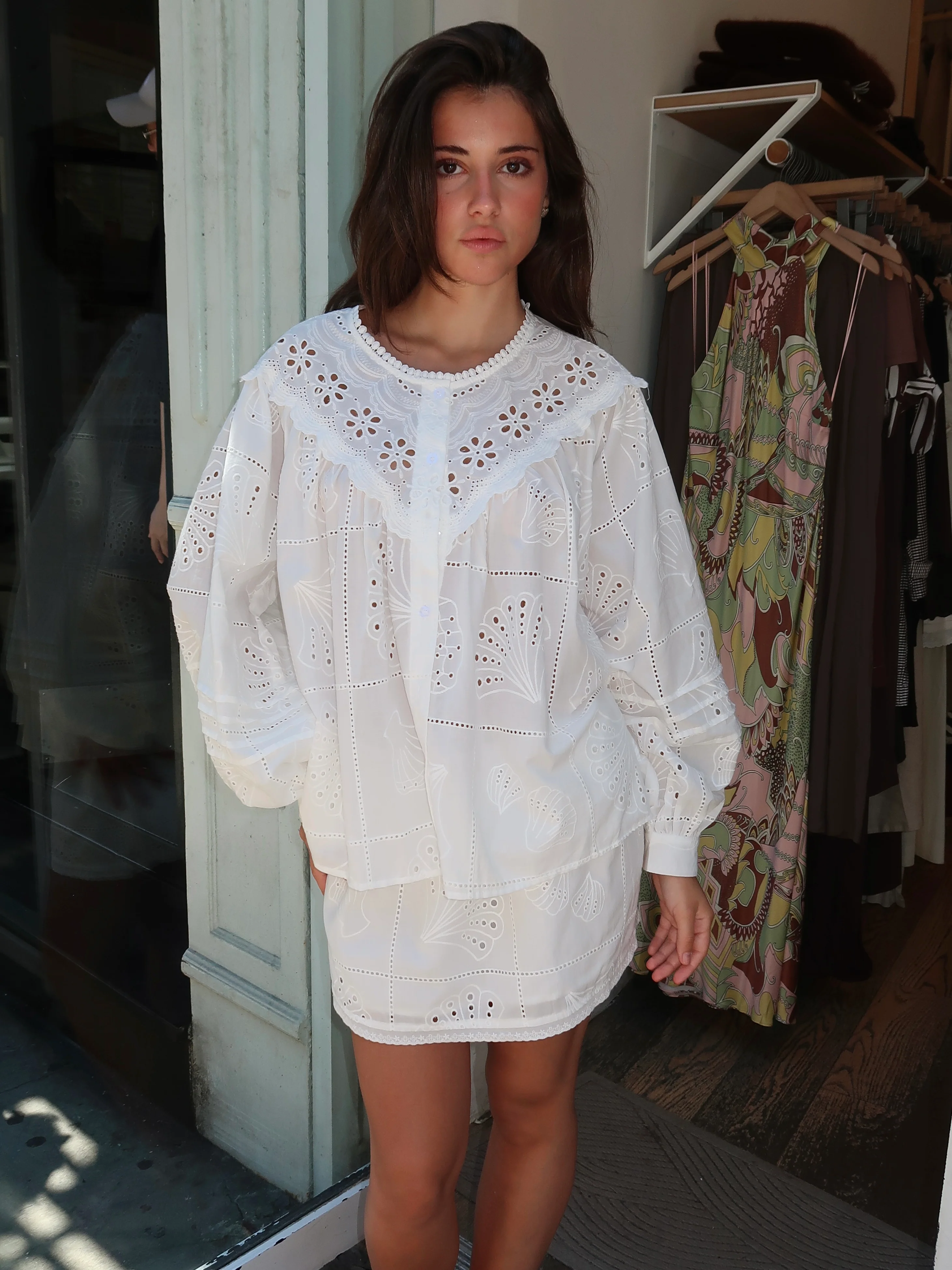Coit Embroidered Long Sleeve in White - Image 2