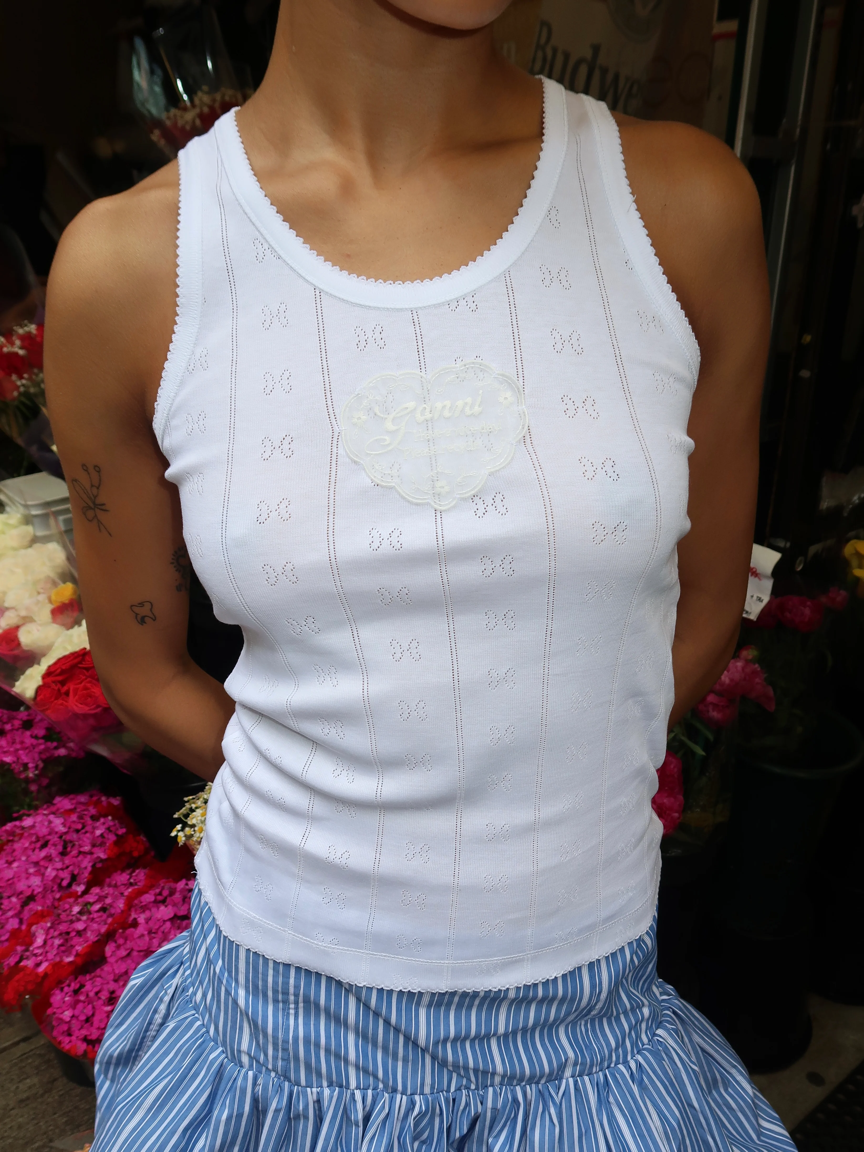 Compact Pointelle Rib Jersey Tank Top - Image 2