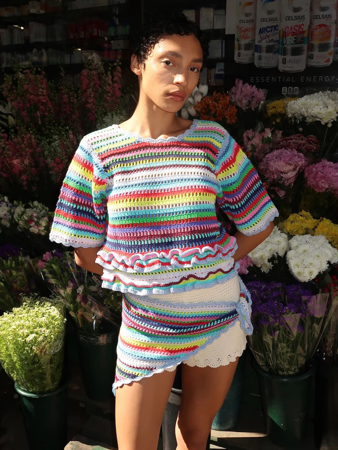 Cotton Crochet Multistripe Top - Image 2
