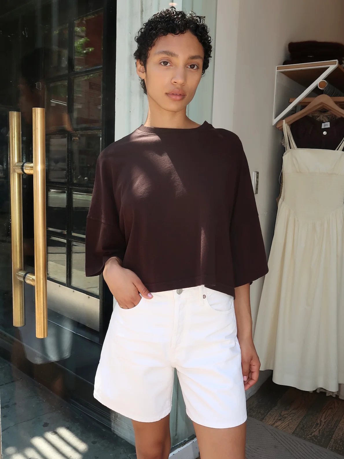 Crop Cape Tee in Chocolate - Image 2