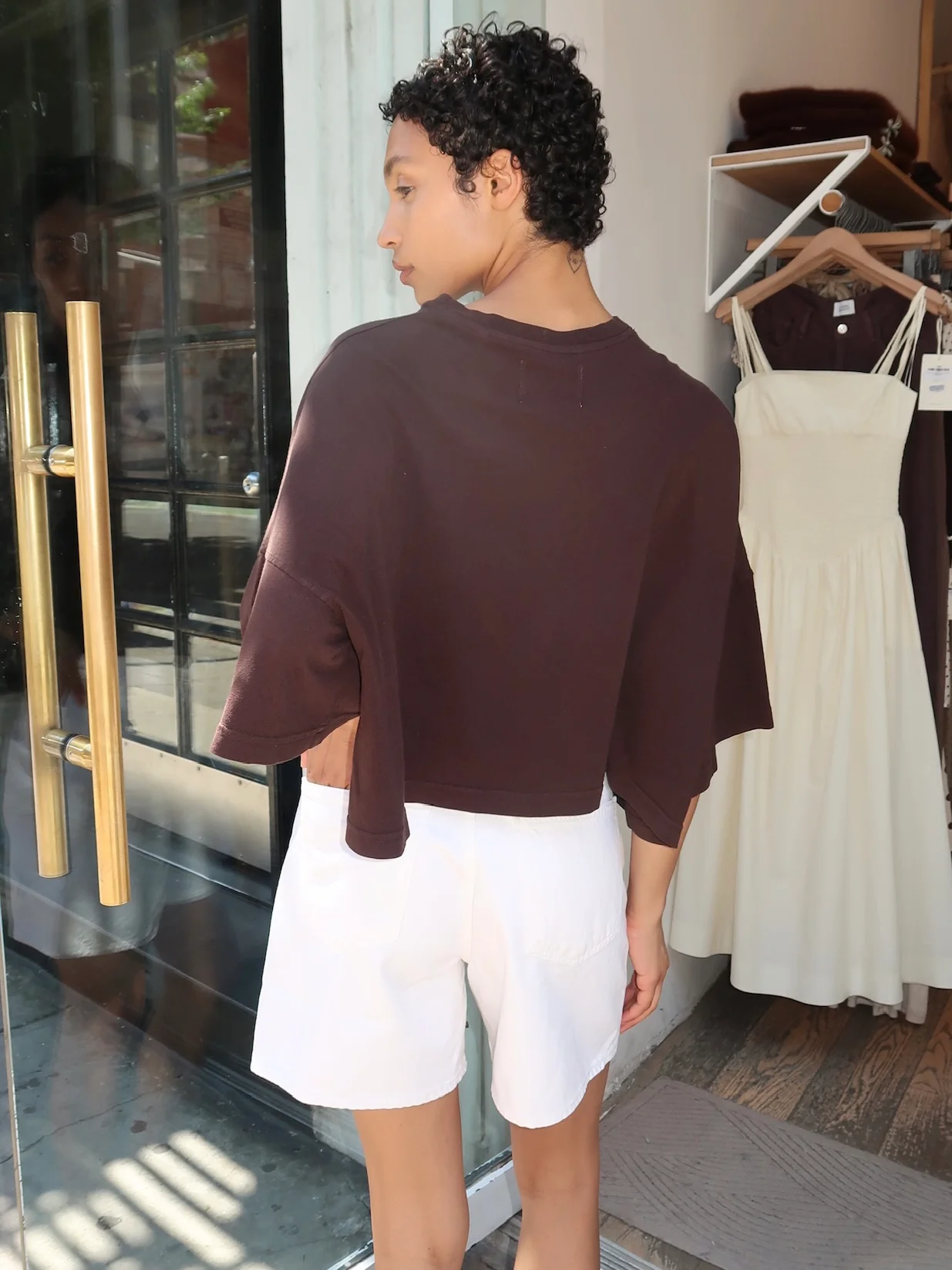 Crop Cape Tee in Chocolate - Image 3