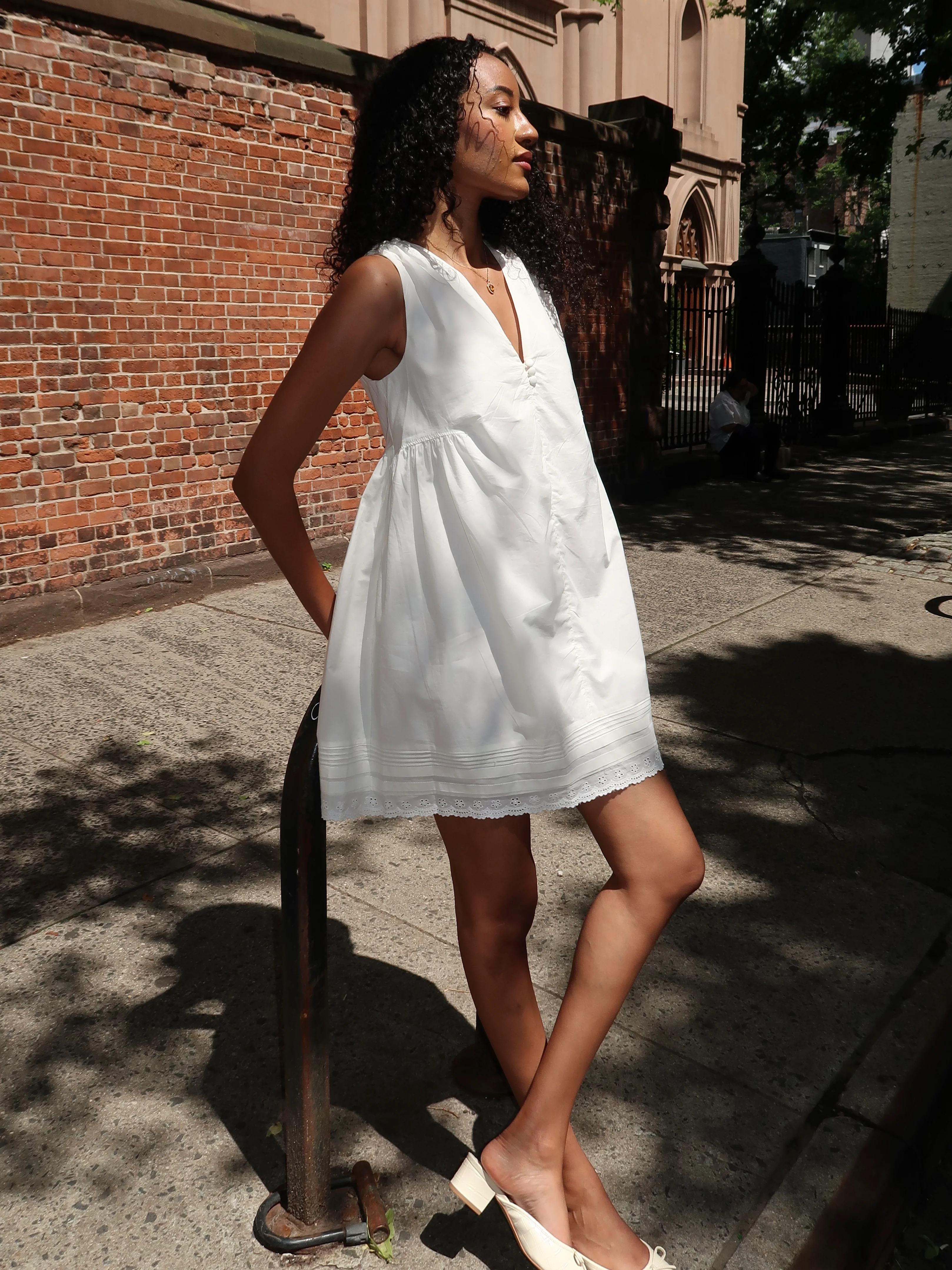 Dion Mini Dress in Fiore Lace White - Image 2
