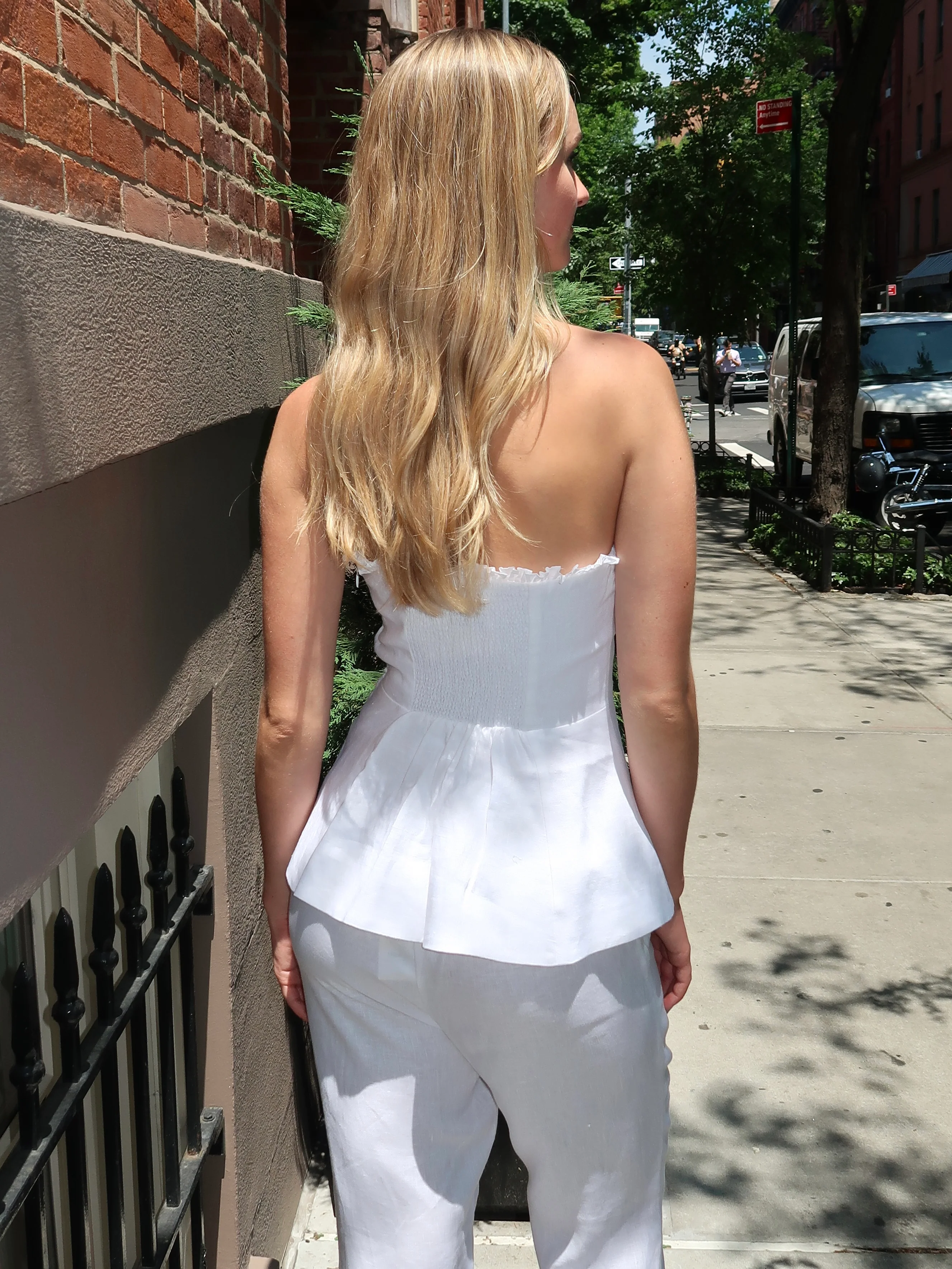 Florence Strapless Top in Linen - Image 3