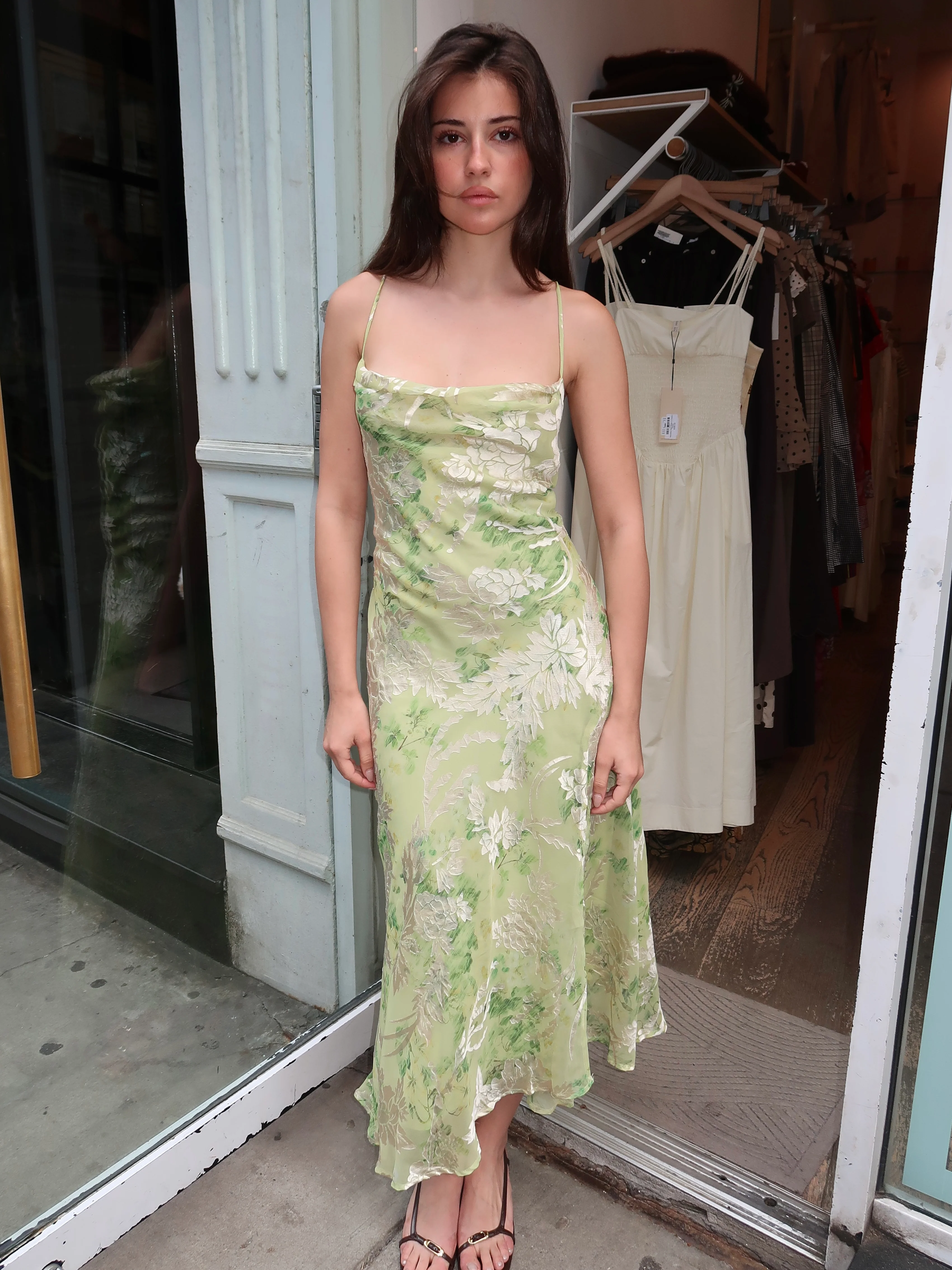 Gaia Dress in Light Green Floral - Image 2