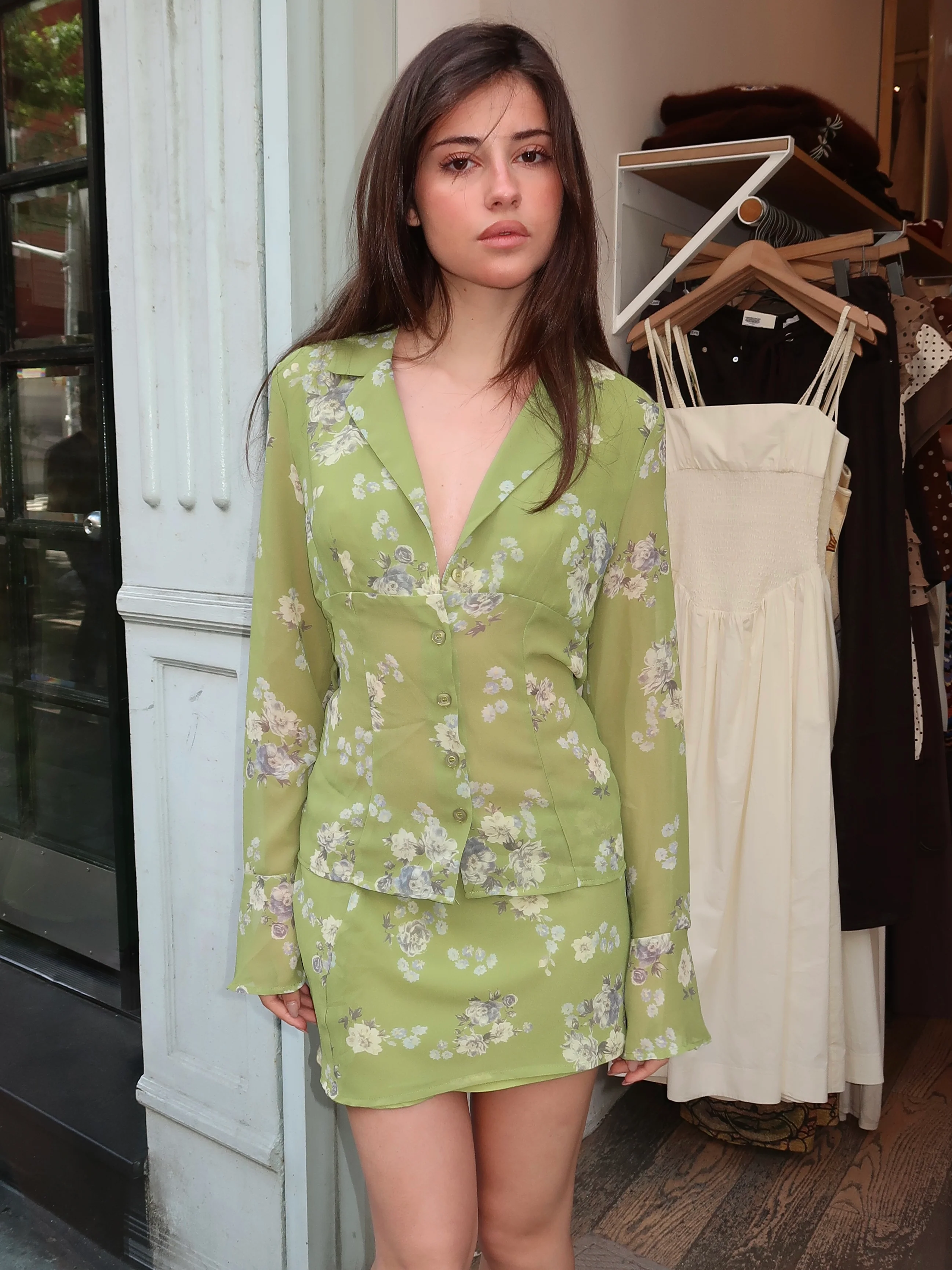 Lauren Long Sleeve in Floral Green - Image 4