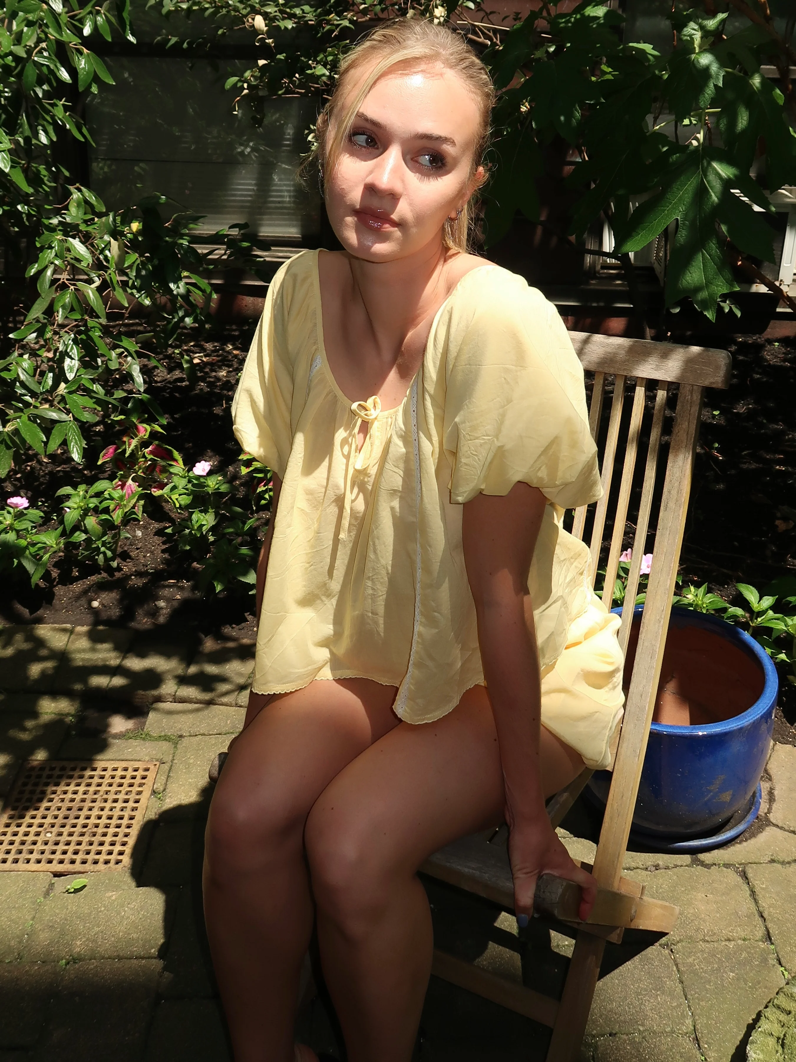 Maura Lace Trim Top in Butter - Image 2
