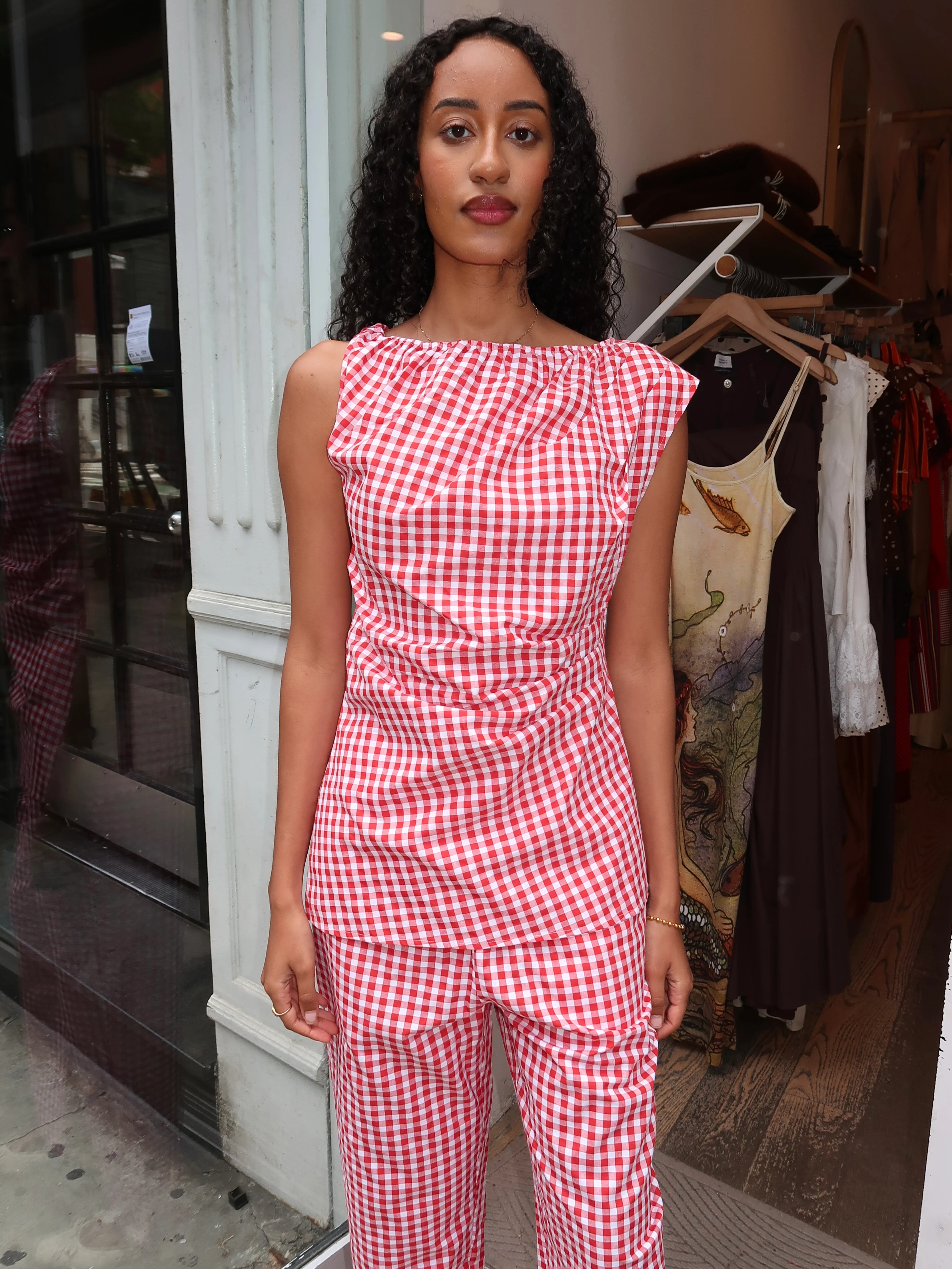 Melisande Top in Red Gingham - Image 4