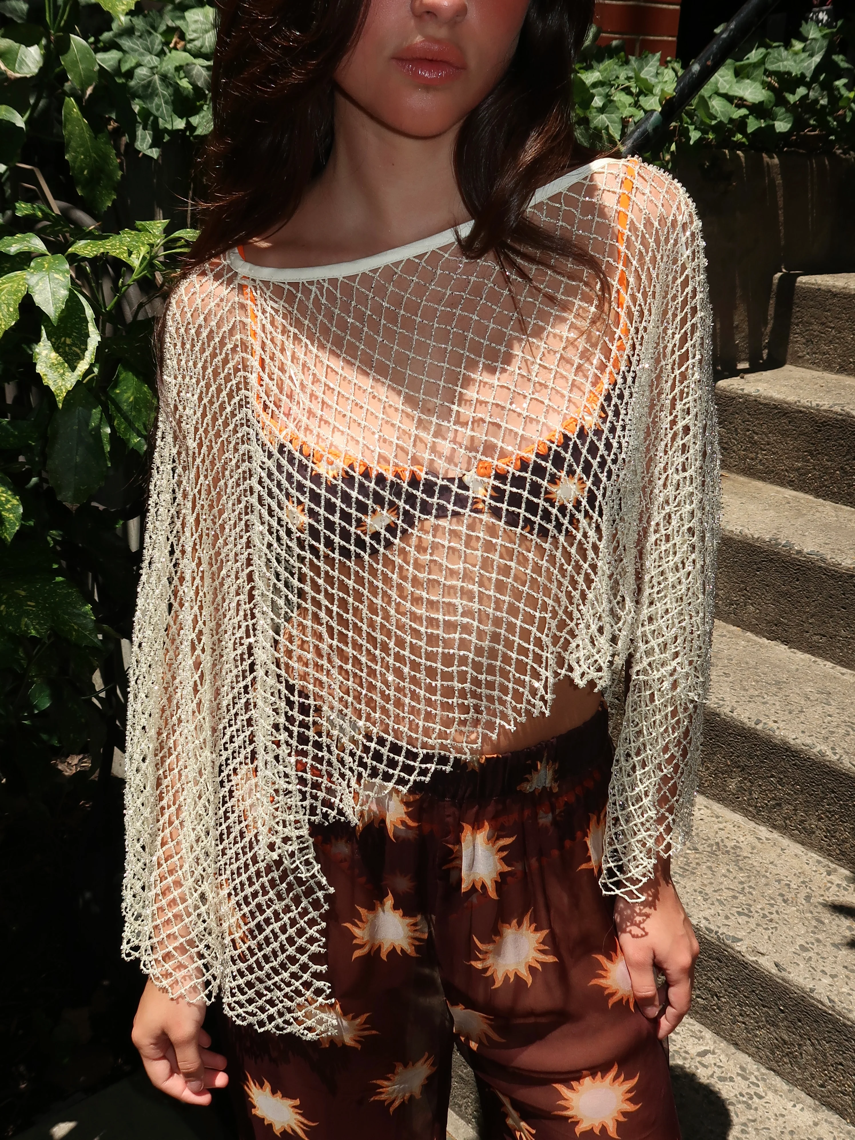 Palmers Poncho Top in Ivory Sequin - Image 2