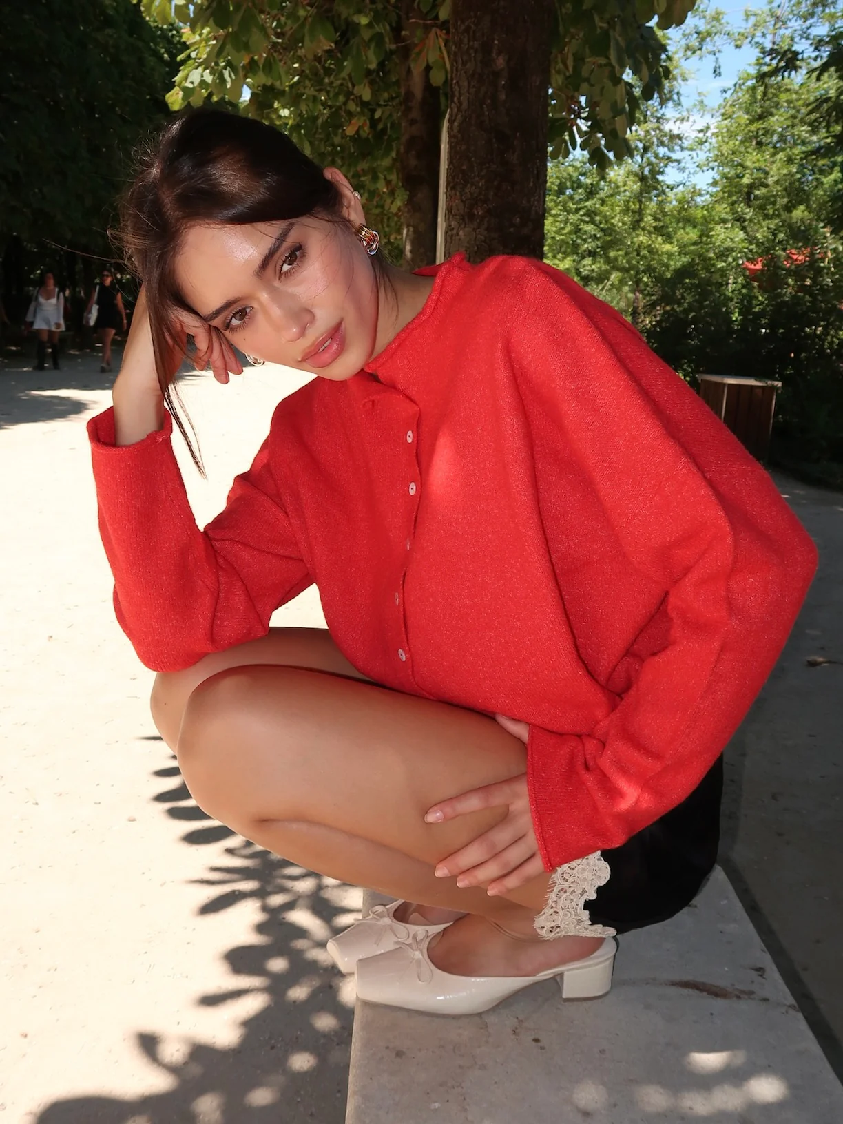 Pisces Button Down Cardigan in Red - Image 2