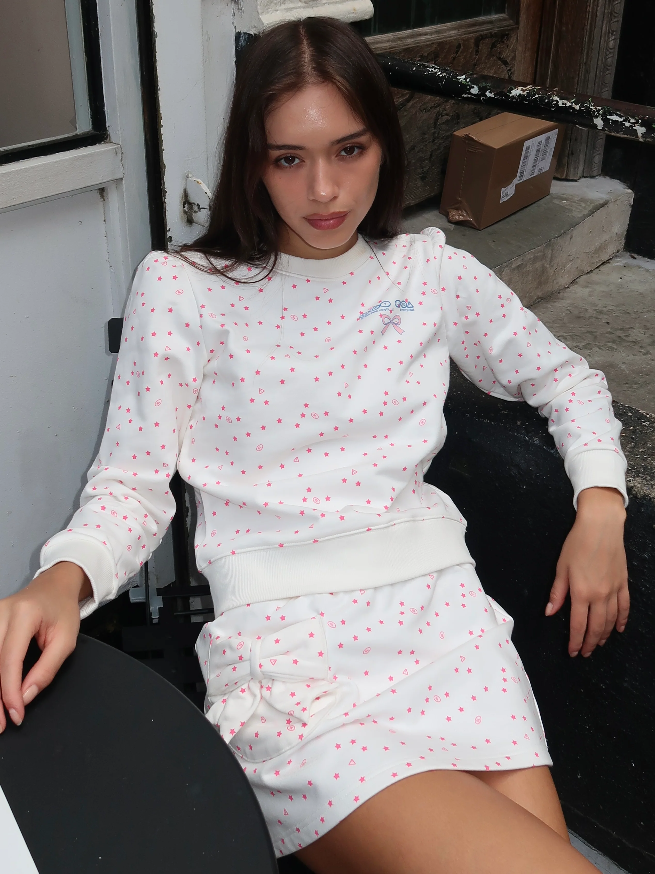 Polka Sweatshirt in White Multi - Image 4