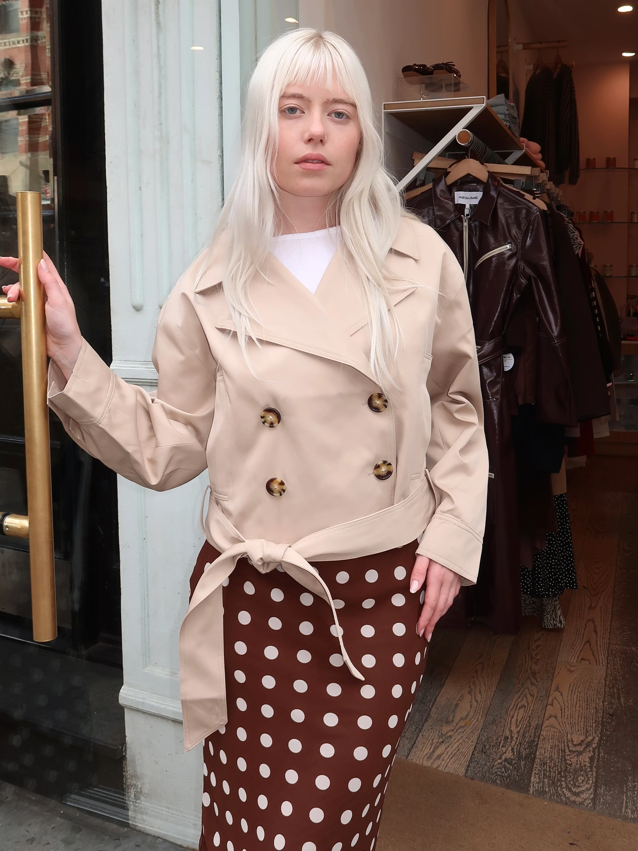 Shasta Cropped Trench in Beige