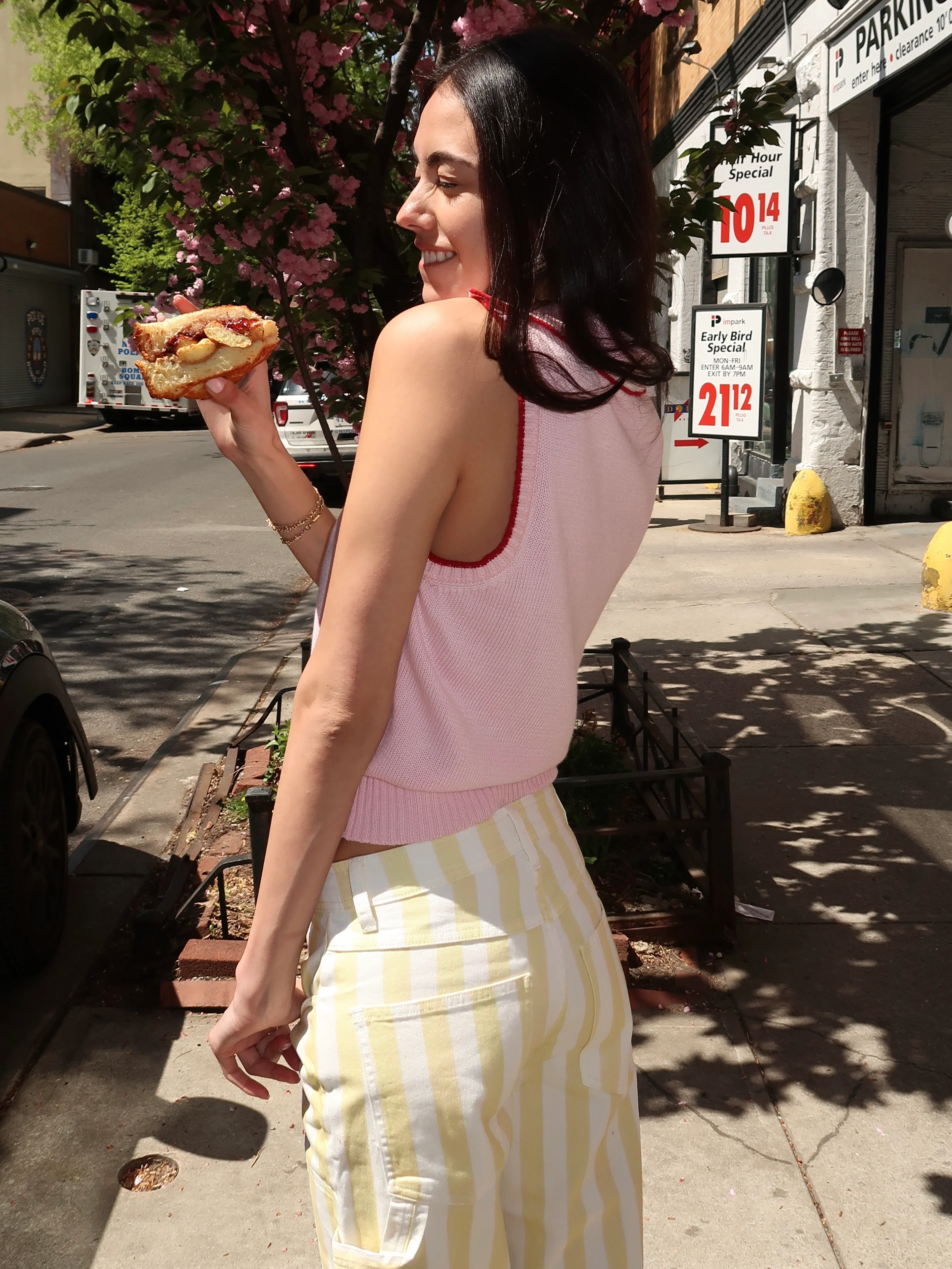 Split Sleeveless Polo in Strawberry Pink - Image 3