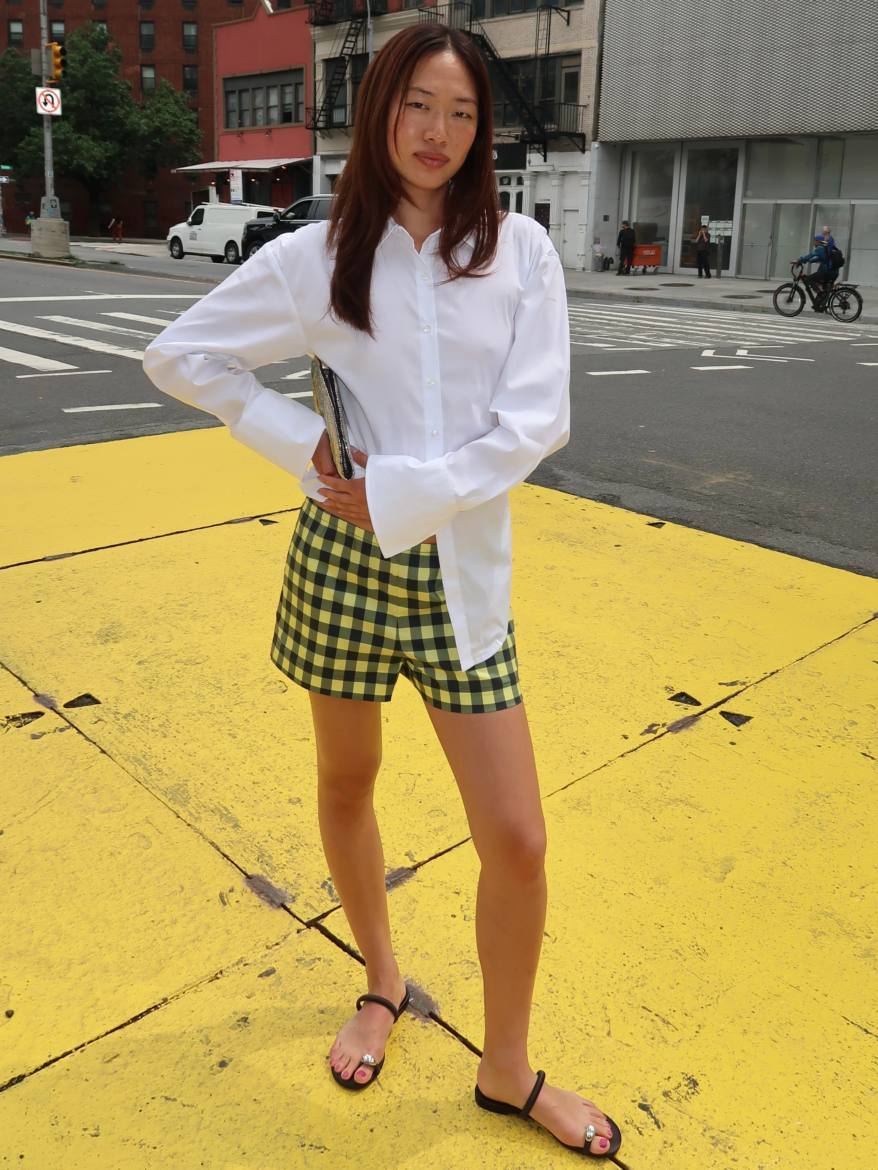 Syd Poplin Short in Peridot/Ebony Gingham - Image 4