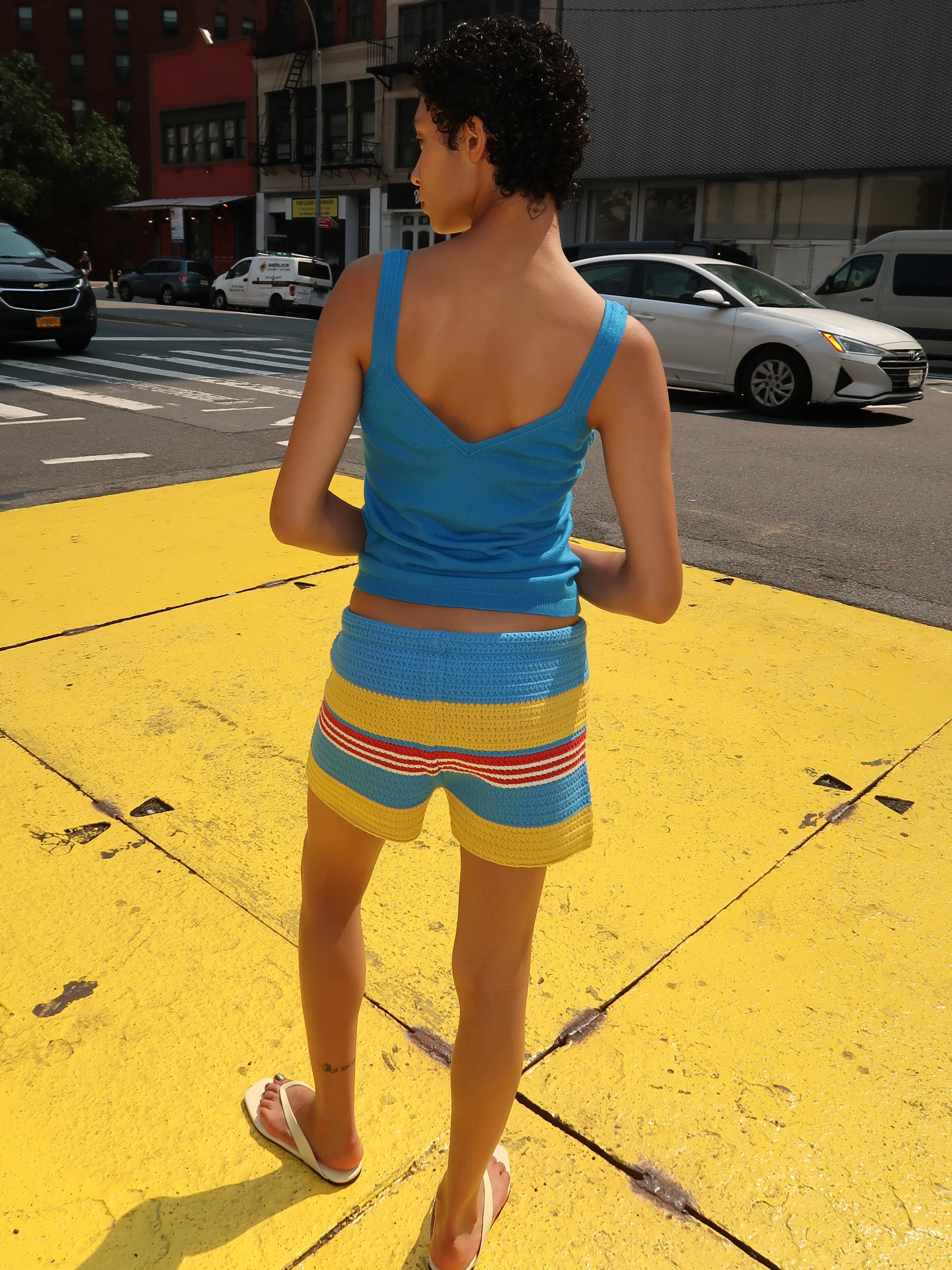 Tammy Short in Blue Multistripe - Image 3