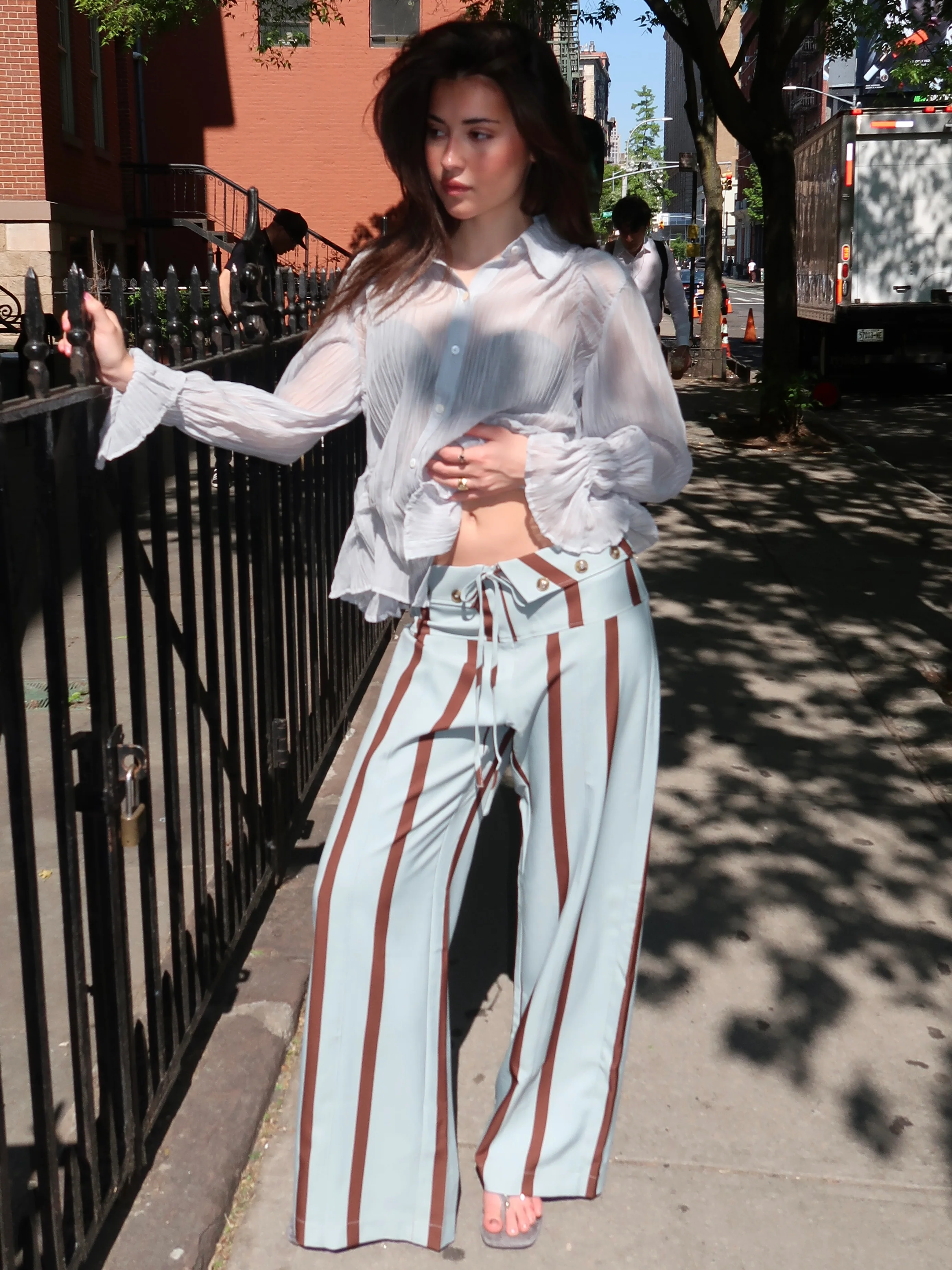 Tashi Turquoise Striped Flow Pants - Image 4