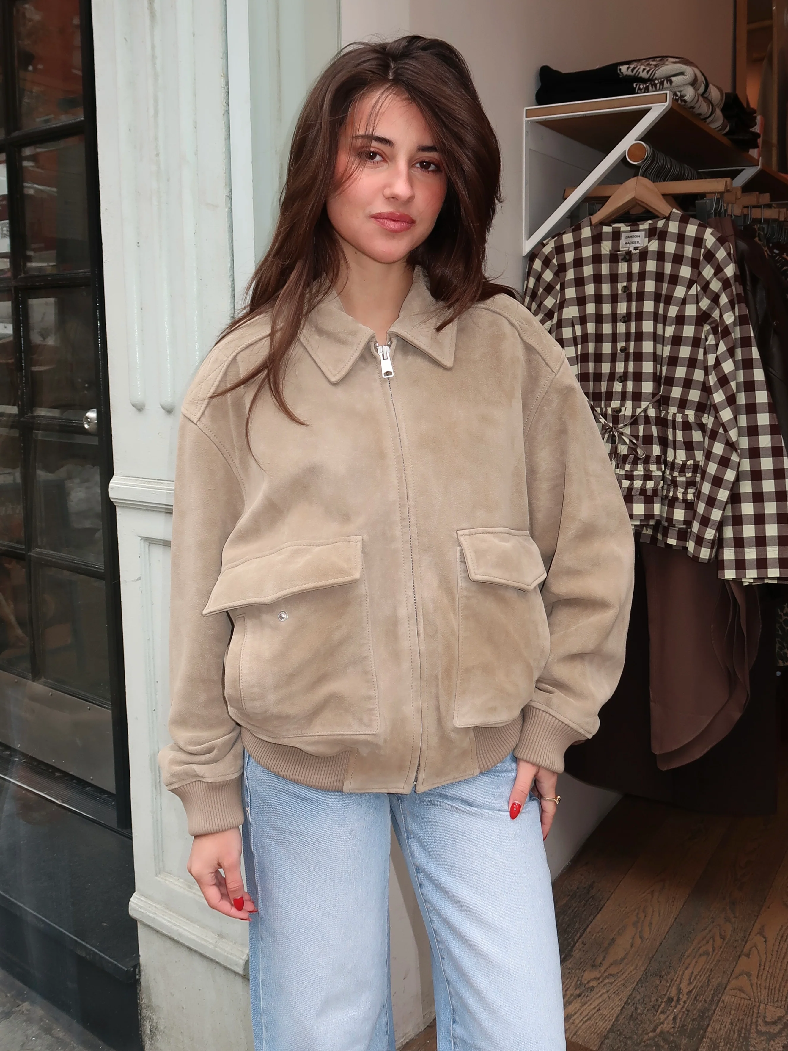 Vivienne Suede Jacket in Deep Olive - Image 4
